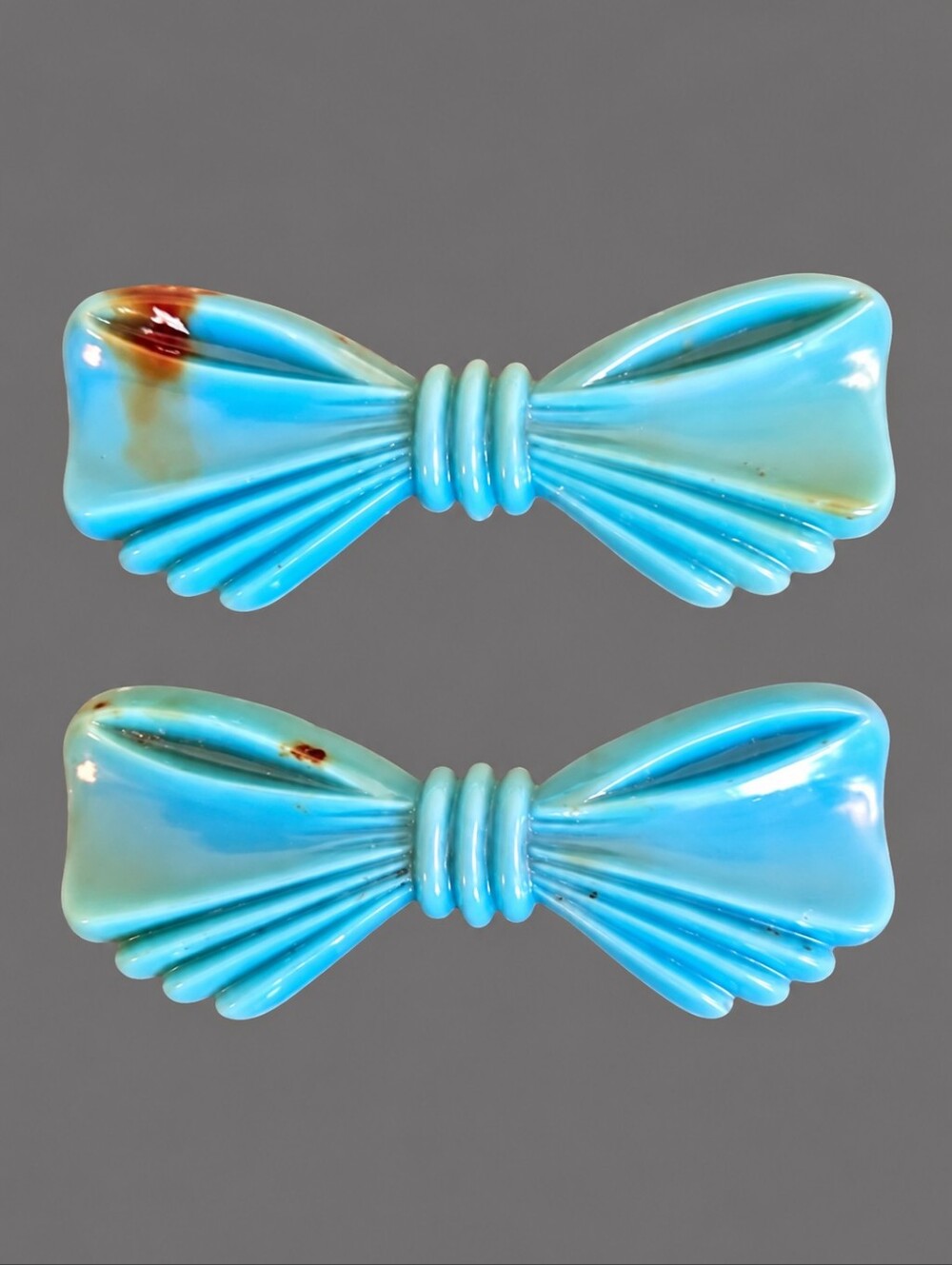 3/$30 VTG GOODY 1950s-1960s Teal Coquette Bow Barrettes